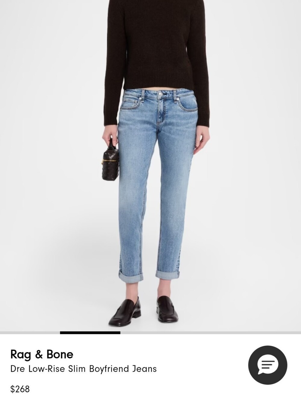 rag & bone Dre Low Rise Ankle Boyfriend Jeans — Light Blue Denim Size 29